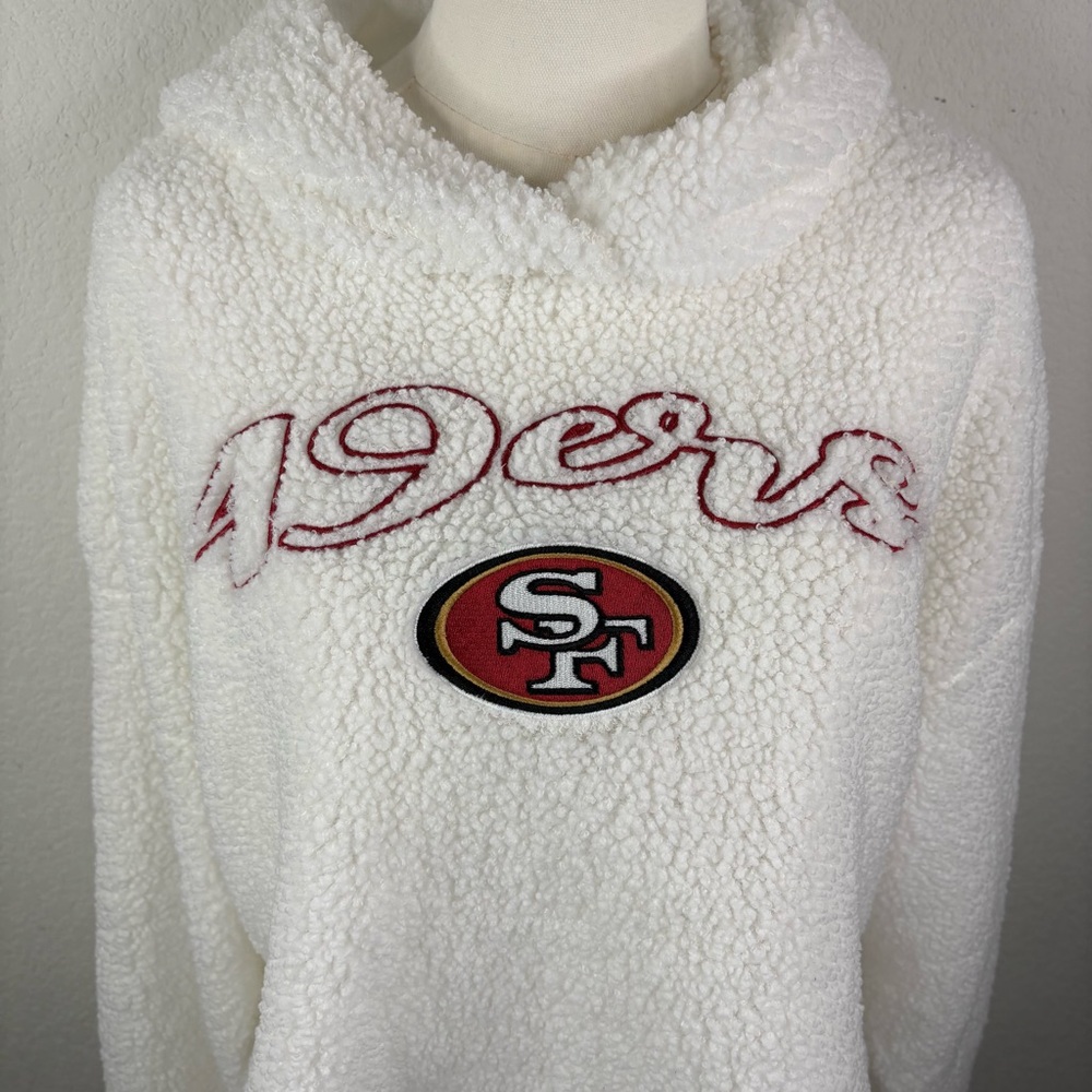 San Francisco 49ers White Sherpa Lounge Set Hoodie Shorts NFL Women’s M - Picture 6 of 13